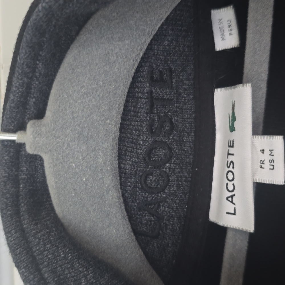 LACOSTE Black Quarter Zip Pullover Size M - Picture 3 of 5